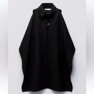 ZARA HOODED WOOL CAPE ZW LIMITED EDITION